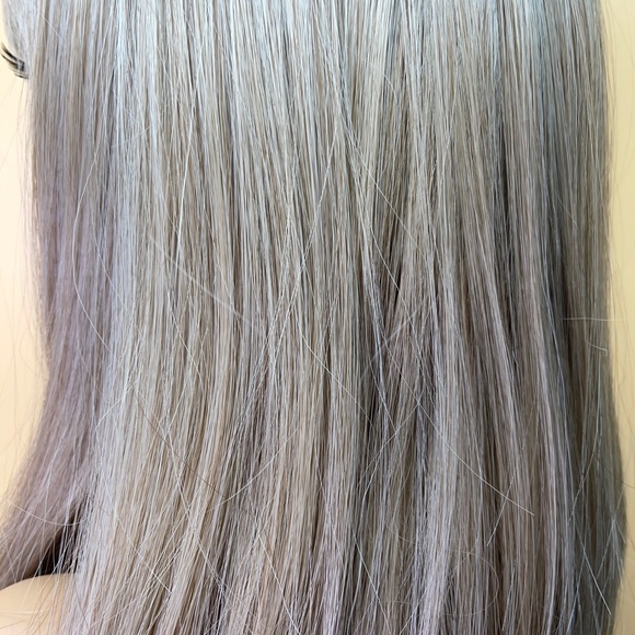 6082-16”Ombre Dark Brown Root to Ash Blond Curved Bottom Wig - Picture 6 of 11